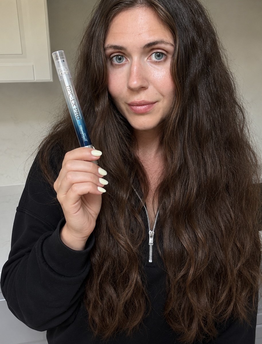 Beauty portrait holding product