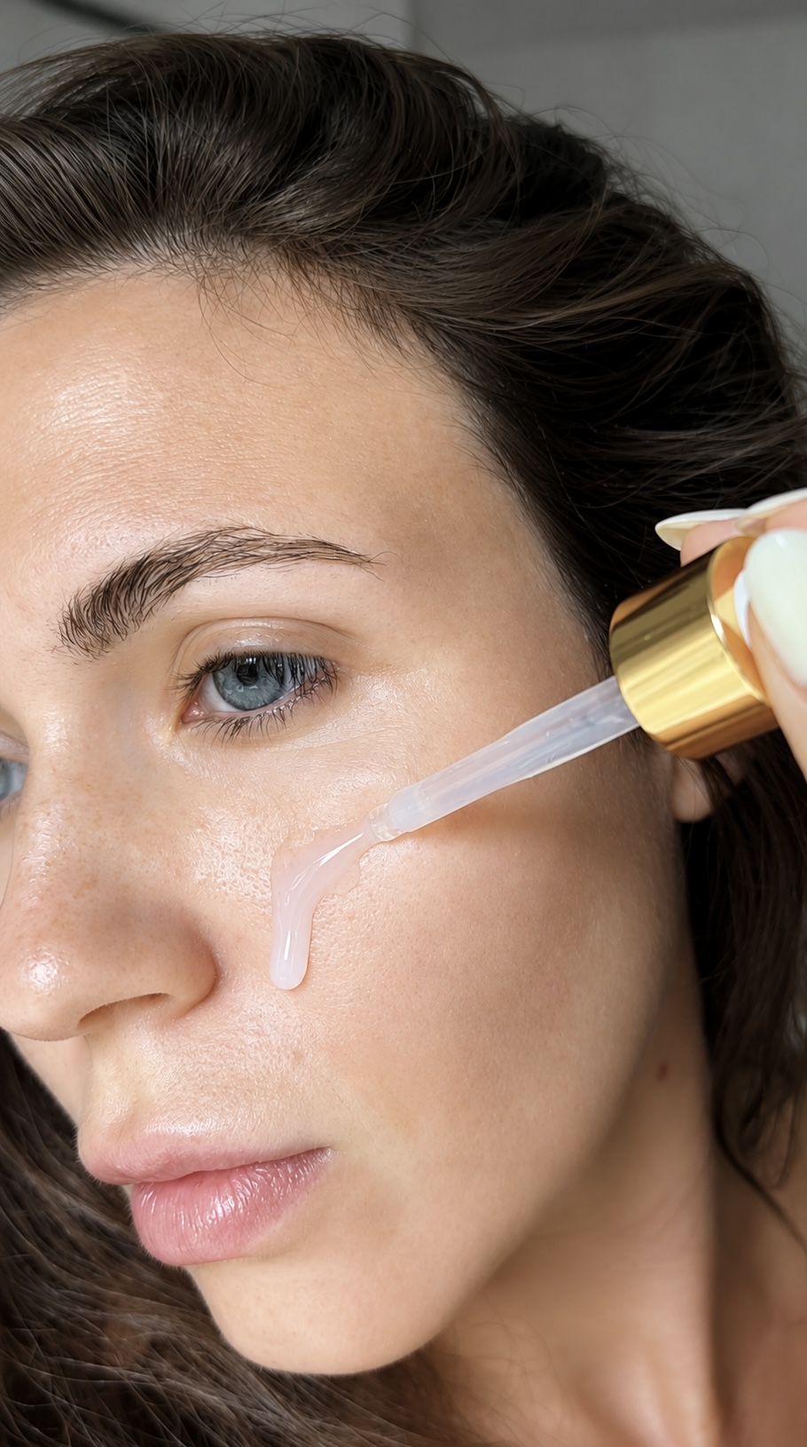 Valeria applying skincare serum